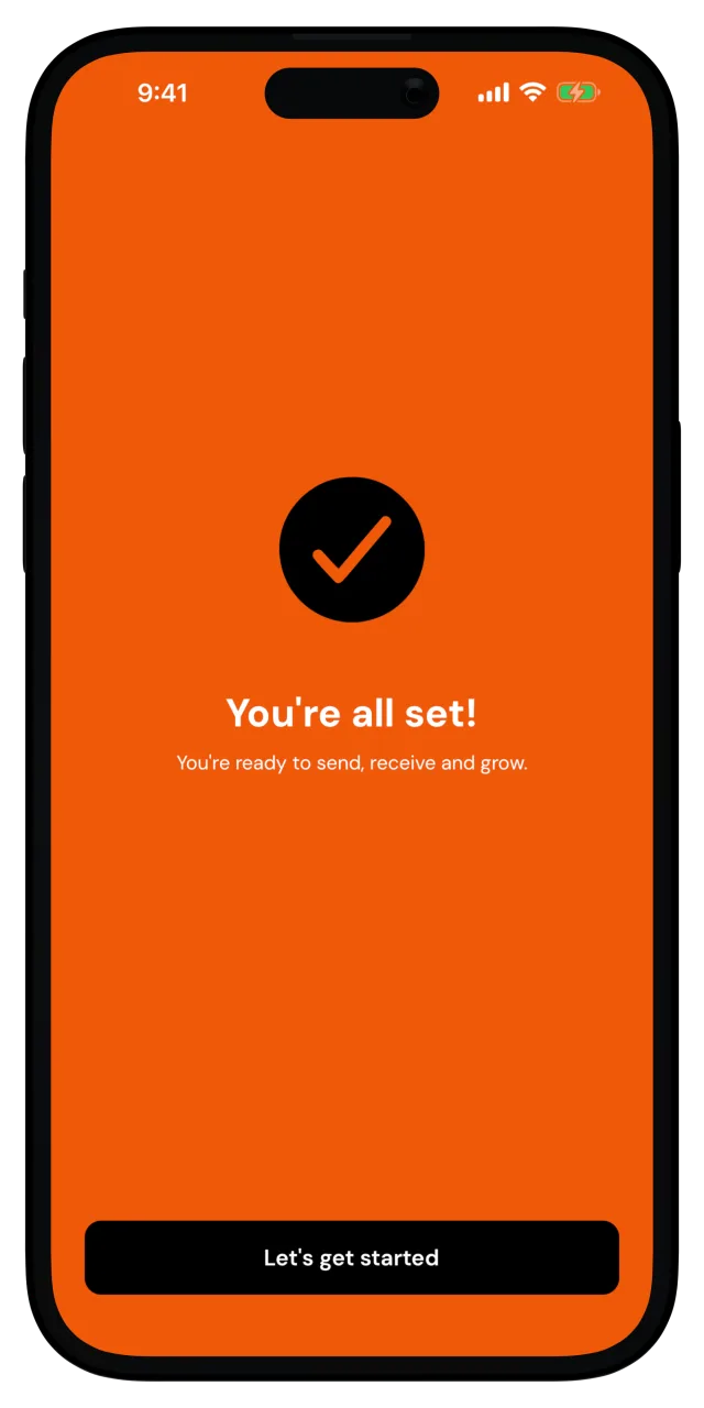 You're all set! welcome screen