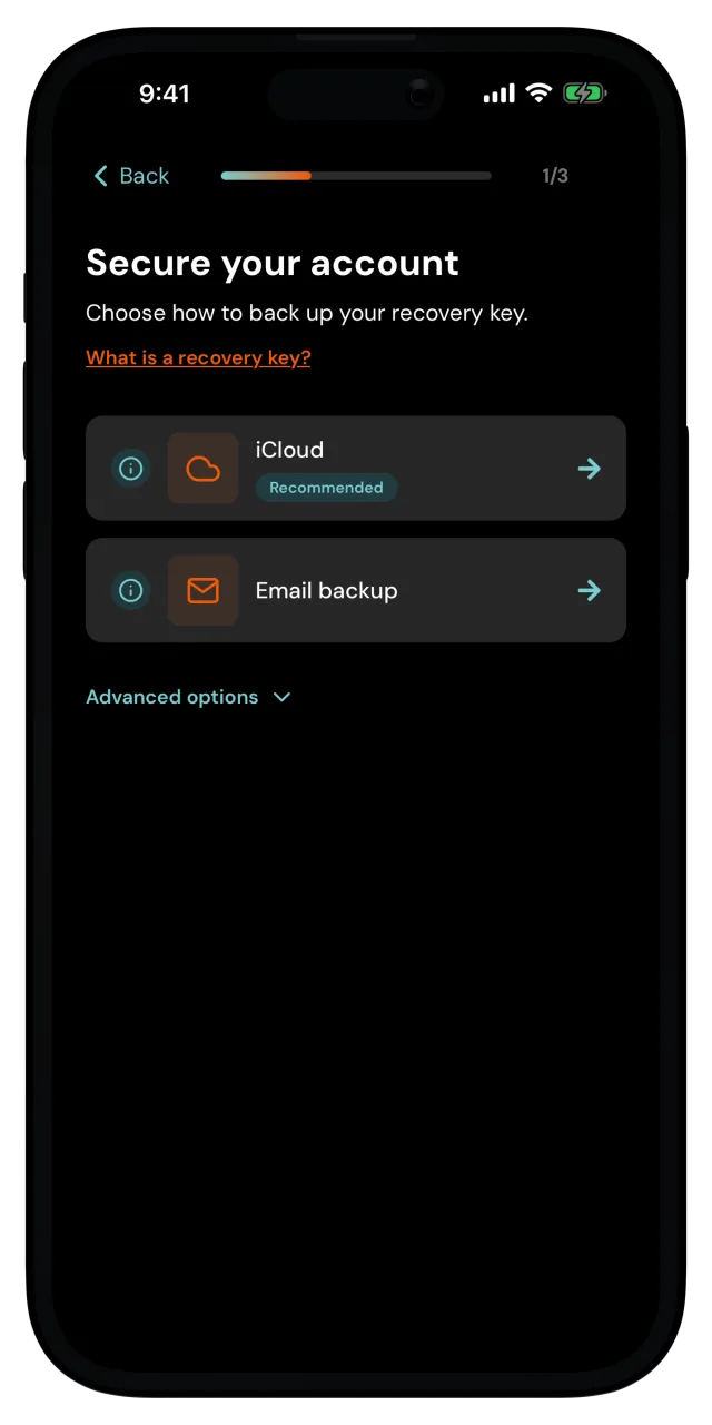 Secure your account screen with the backup options