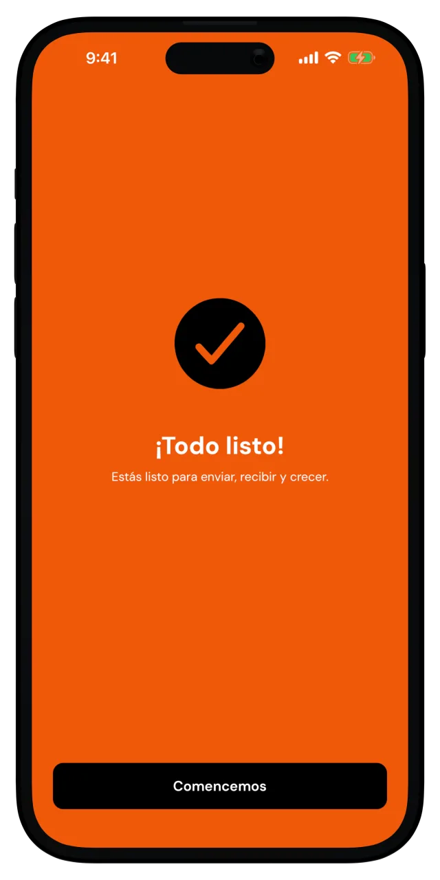 Pantalla de bienvenida con el mensaje de que todo está listo