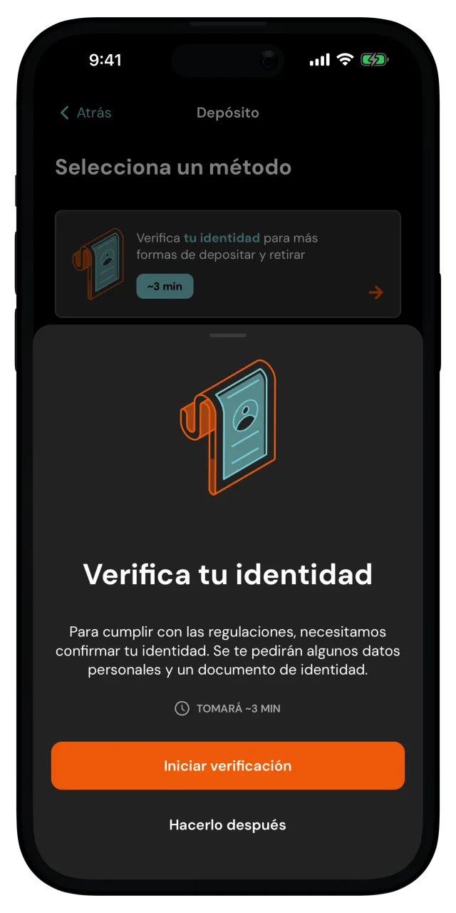 Aviso Verifica tu identidad con el botón Iniciar verificación