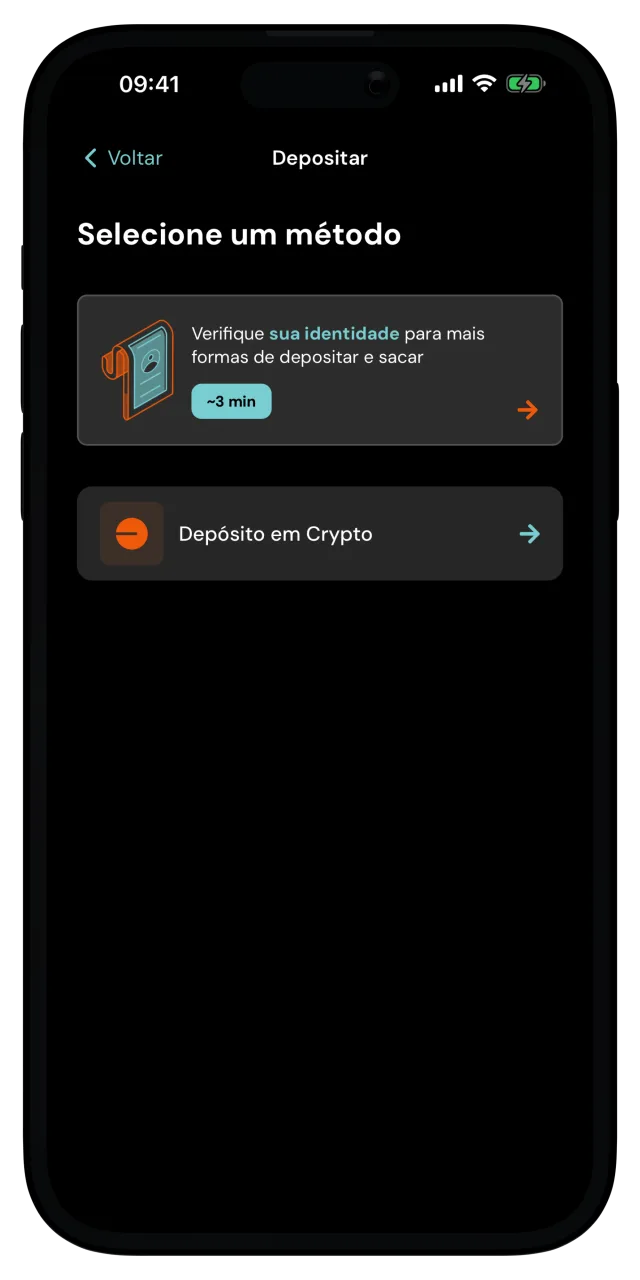 Tela Depositar com o aviso Verifique sua identidade