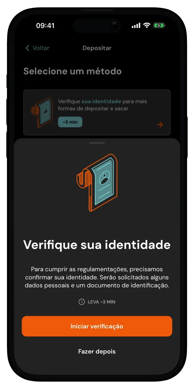 Aviso Verifique sua identidade com o botão Iniciar verificação